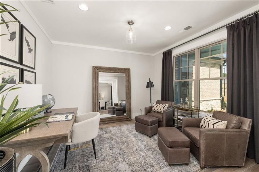 Furnished interior view inside a new home in Soleil Belmont Park, Canton (Image 35). Furnished interior view inside a new home in Soleil Belmont Park, Canton (Image 35).