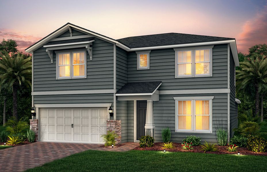 Representative exterior photo of a completed home built from the Whitestone by Pulte Homes in The Preserve at Bannon Lakes, St. Augustine, FL (Image 23). Representative exterior photo of a completed home built from the Whitestone by Pulte Homes in The Preserve at Bannon Lakes, St. Augustine, FL (Image 23).