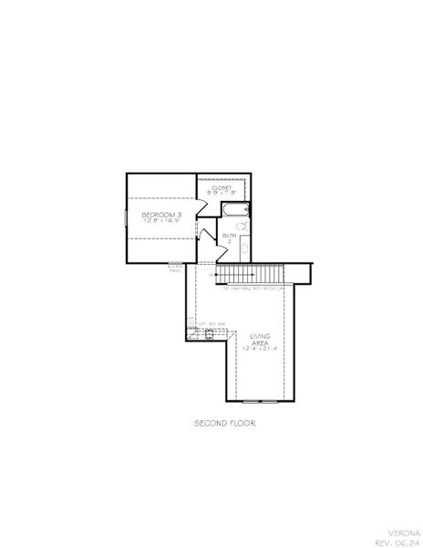 2D floor plan layout for the Verona by Epcon Communities in The Courtyards at Walters Farm, Huntersville, NC (Image 24).
