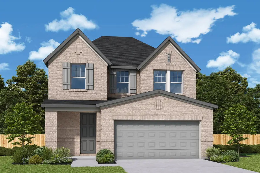 Representative exterior photo of a completed home built from the The New Braunfels by David Weekley Homes in The Grand Prairie - Meadow Collection, Hockley, TX (Image 2).