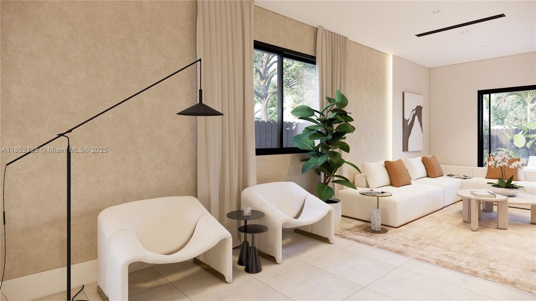 Furnished interior view inside a new home in , Miami (Image 16).