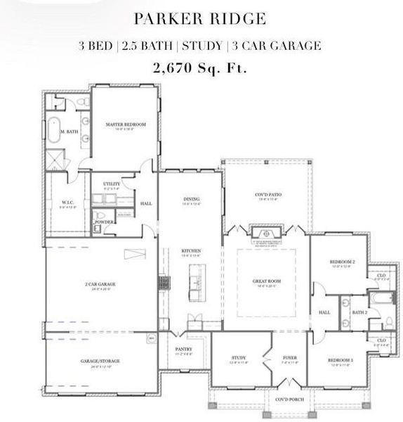 2D floor plan layout of this home in Parker Ridge, Weatherford, TX (Image 5).