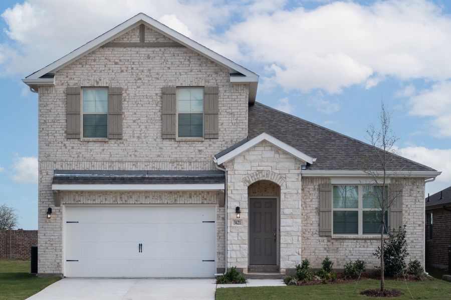 Front exterior of a new home in Churchill, Anna, TX, highlighting curb appeal (Image 1). Front exterior of a new home in Churchill, Anna, TX, highlighting curb appeal (Image 1).