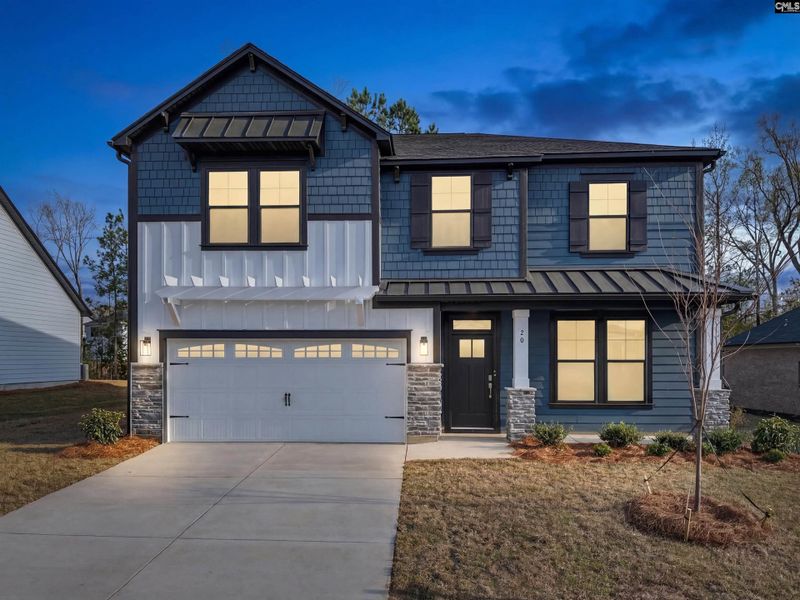 Front exterior of a new home in Collins Cove, Chapin, SC, highlighting curb appeal (Image 31).