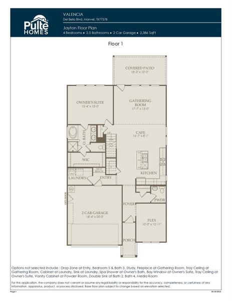 2D floor plan layout of this home in Valencia, Manvel, TX (Image 3).
