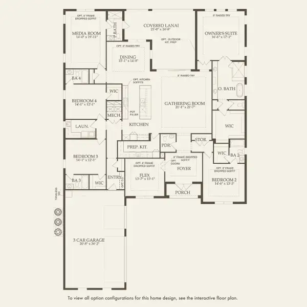 2D floor plan layout for the Ellington by DiVosta in Orchid Isles, Palm Beach Gardens, FL (Image 3).