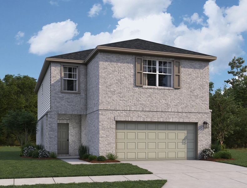 Representative exterior photo of a completed home built from the Discovery by Starlight Homes in Vida Mar, League City, TX (Image 1). Representative exterior photo of a completed home built from the Discovery by Starlight Homes in Vida Mar, League City, TX (Image 1).
