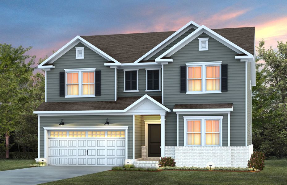 Representative exterior photo of a completed home built from the Mitchell by Pulte Homes in Cambria, Garner, NC (Image 1). Representative exterior photo of a completed home built from the Mitchell by Pulte Homes in Cambria, Garner, NC (Image 1).