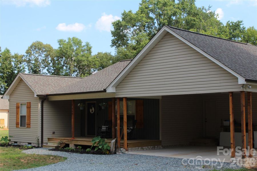 Attached carport for easy home entry