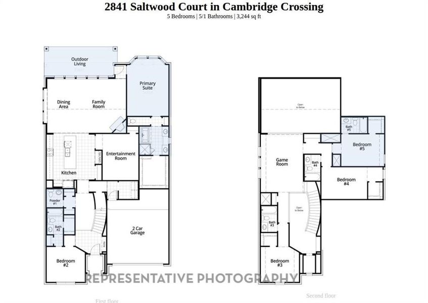 2D floor plan layout of this home in Cambridge Crossing: 50ft. lots, Celina, TX (Image 4).