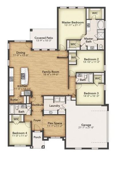 floorplan does not showcase 3 car garage