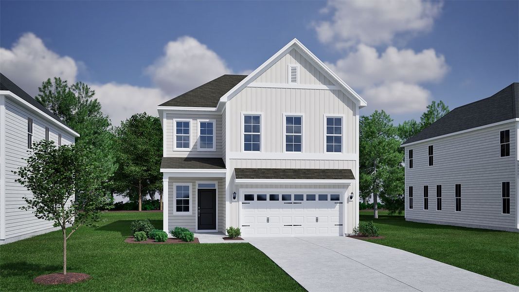 Front exterior of a new home in Pineland Preserve, Summerville, SC, highlighting curb appeal (Image 1). Front exterior of a new home in Pineland Preserve, Summerville, SC, highlighting curb appeal (Image 1).