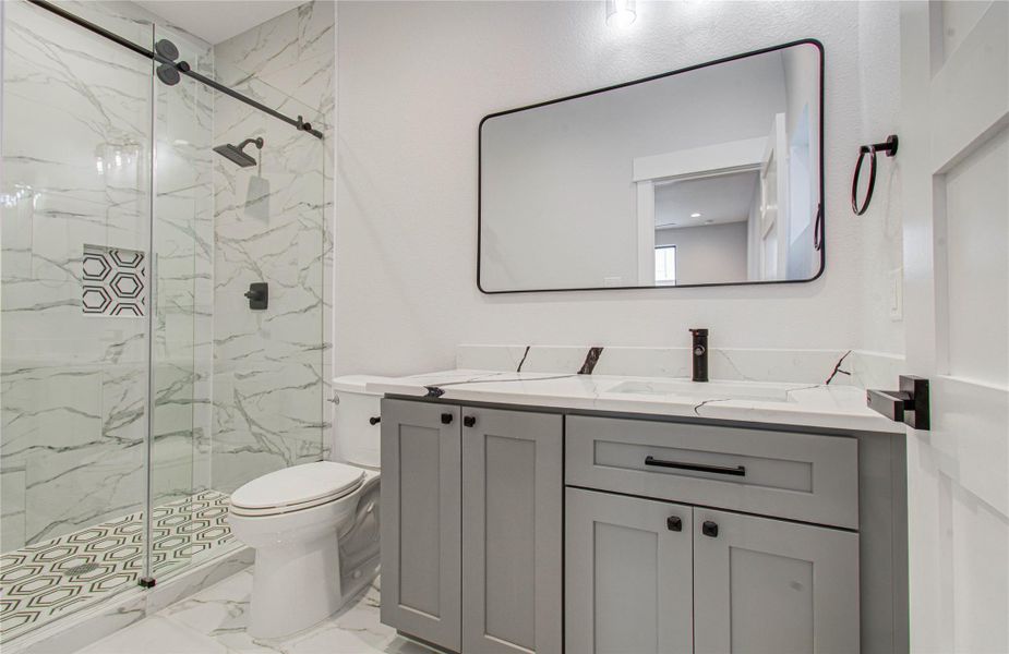 Attached bath down