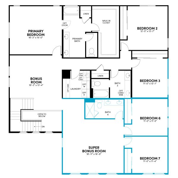 Floor 2: Super Bonus Bed 6 Bed 7 Bath 4 Option