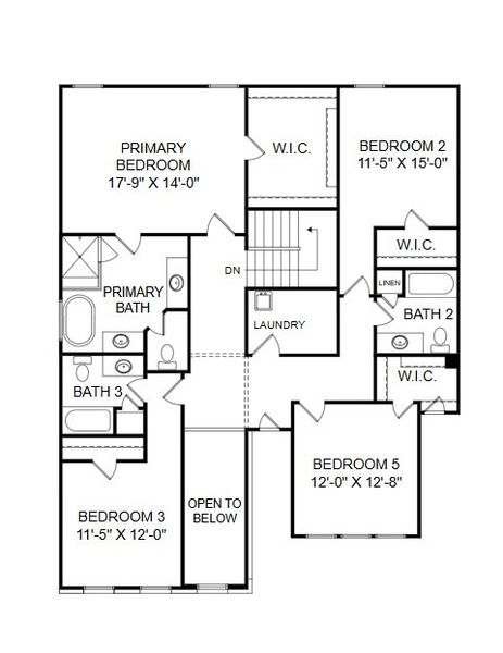 2D floor plan layout for the The Pembrook by Stanley Martin Homes in The Beacon at Old Peachtree Single Family Homes, Lawrenceville, GA (Image 3).