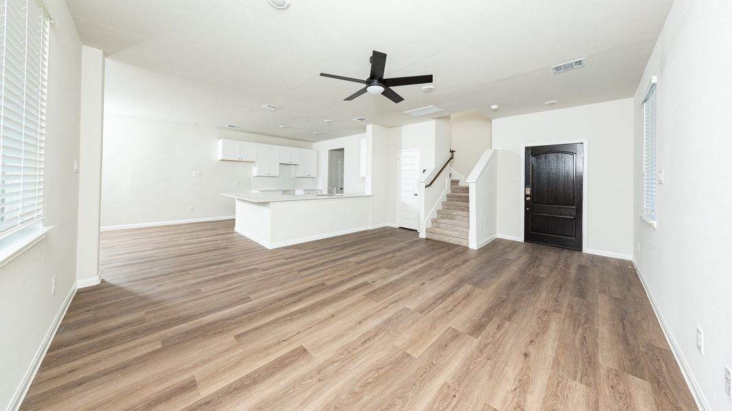 Family Room to Kitchen and Dining Area