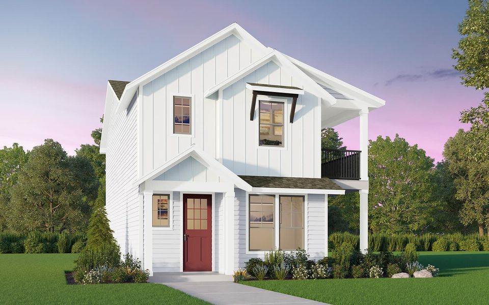 Front exterior of a new home in Easton Park, Austin, TX, highlighting curb appeal (Image 1). Front exterior of a new home in Easton Park, Austin, TX, highlighting curb appeal (Image 1).