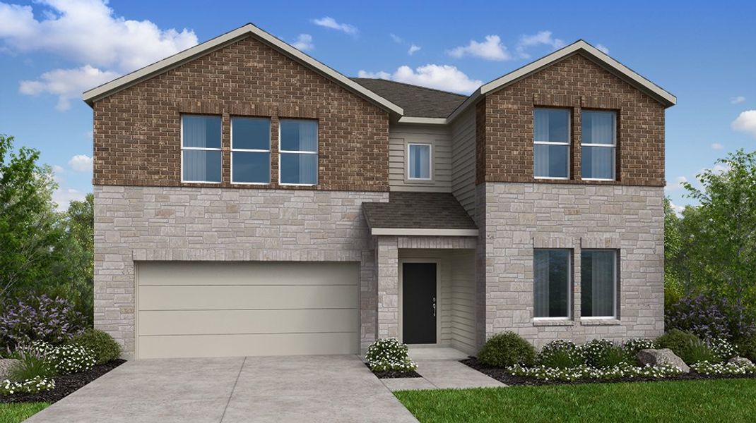 Representative exterior photo of a completed home built from the Wren by Taylor Morrison in Emory Crossing 50s, Hutto, TX (Image 19).