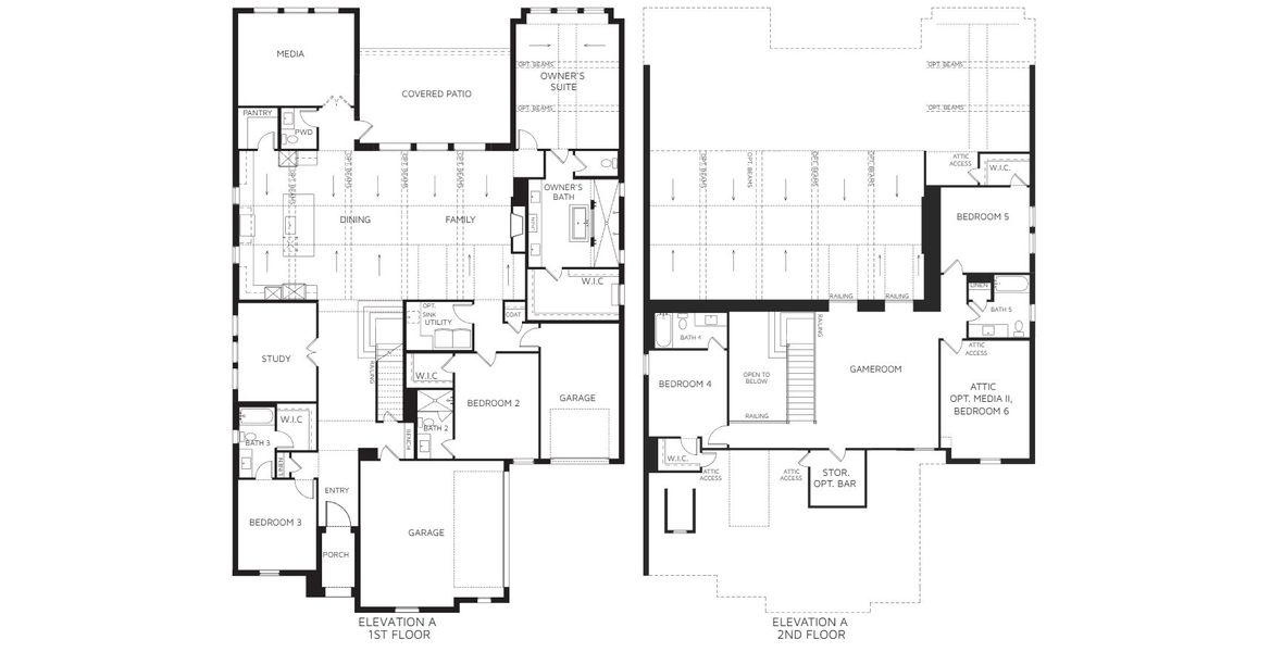 2D floor plan layout for the Hudson II by Southgate Homes in Windsong Ranch 71' Series, Prosper, TX (Image 2).