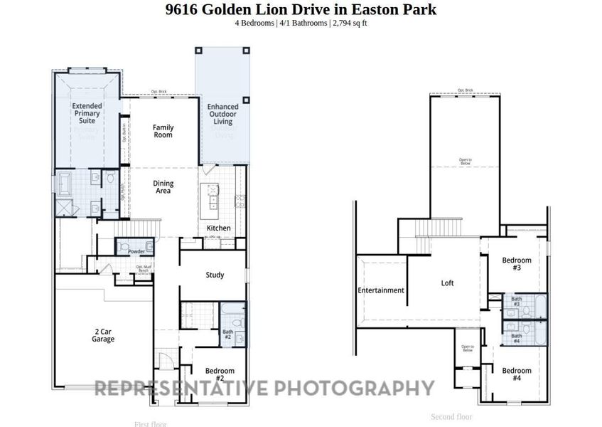 2D floor plan layout of this home in Easton Park, Austin, TX (Image 4).