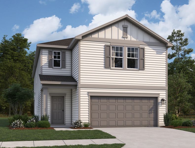 Representative exterior photo of a completed home built from the Pioneer by Starlight Homes in Elm Park, Austin, TX (Image 1).