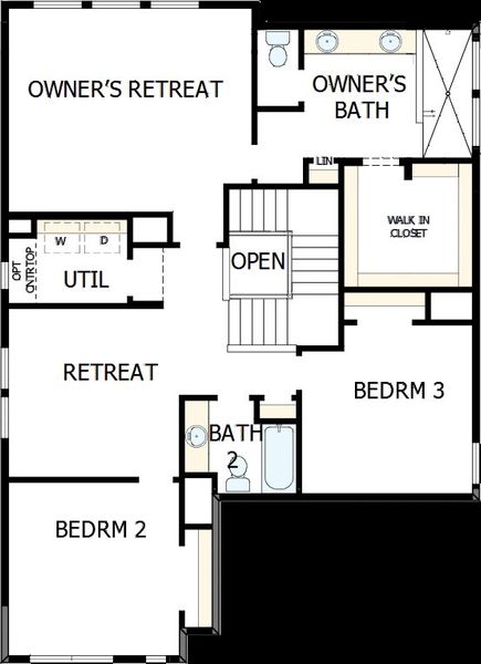 2D floor plan layout of this home in Double Creek Crossing – Classic Series, Round Rock, TX (Image 6).