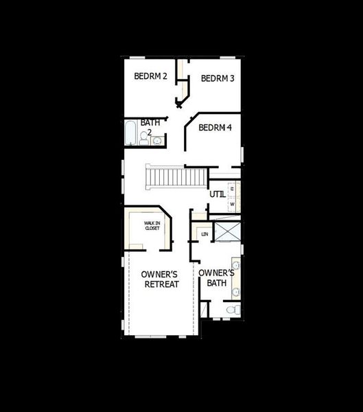 2D floor plan layout of this home in Painted Tree Woodland West – Cottages, McKinney, TX (Image 3).