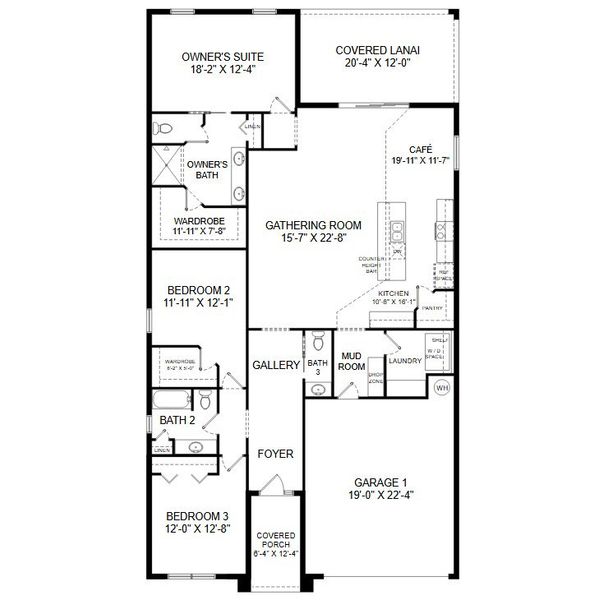 2D floor plan layout for the Aubrey by Highland Homes of Florida in Marion Oaks, Ocala, FL (Image 5).