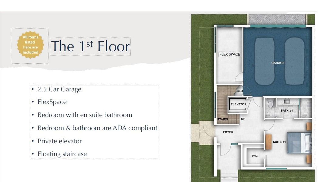 1st Floor - Garage - Flex Space - Bedroom