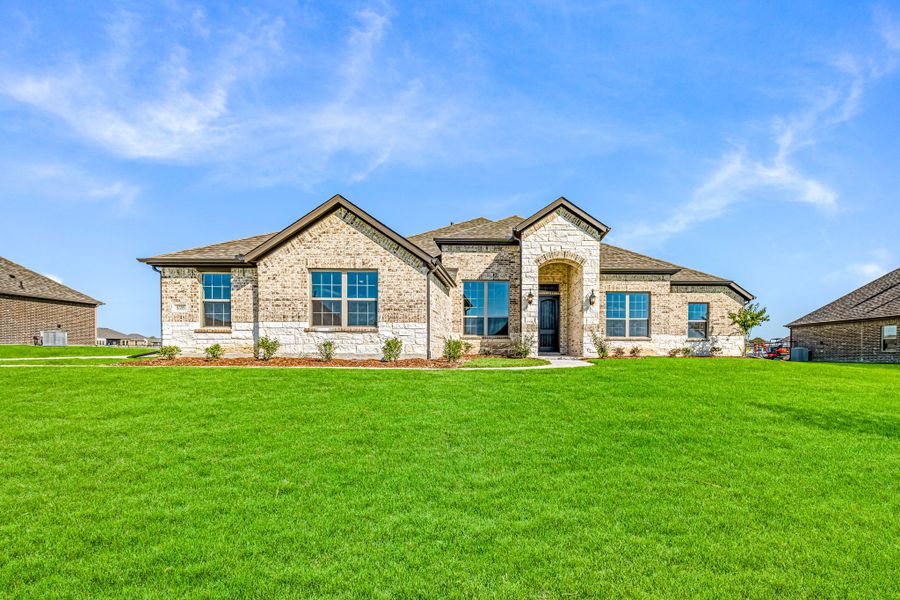 Front exterior of a new home in Creekview Farms, Greenville, TX, highlighting curb appeal (Image 23).