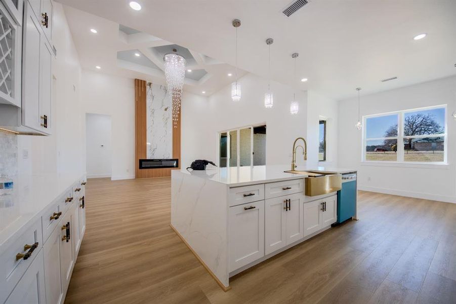 View of Open Concept Kitchen, Breakfast and Living Area