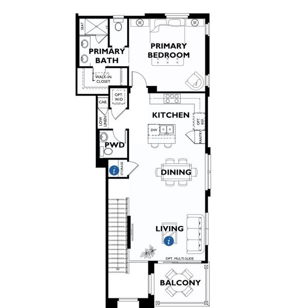 2D floor plan layout of this home in Encanterra® a Trilogy® Resort Community, Queen Creek, AZ (Image 1).