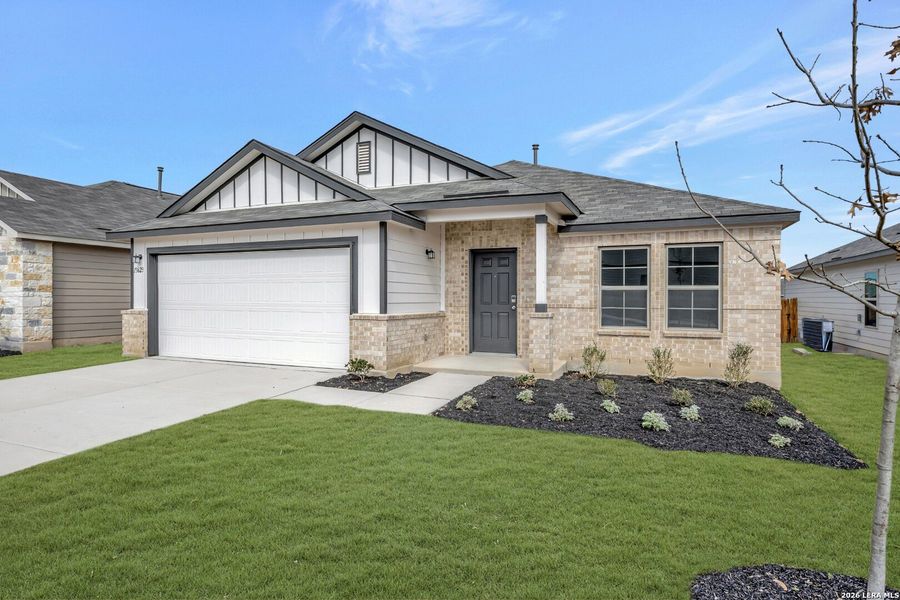 Front exterior of a new home in Winding Brook, San Antonio, TX, highlighting curb appeal (Image 1). Front exterior of a new home in Winding Brook, San Antonio, TX, highlighting curb appeal (Image 1).