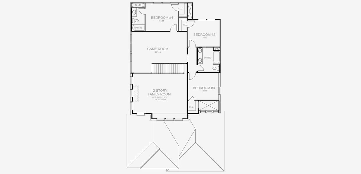 2D floor plan layout for the 2662W by Perry Homes in Lakes of Cane Island, Katy, TX (Image 4).