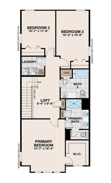 2D floor plan layout for the Bridgeport by Profile Homes in Sierra Ridge, Gastonia, NC (Image 4).