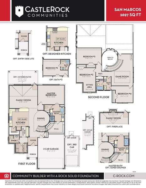 2D floor plan layout for the San Marcos by CastleRock Communities in Dorris Farm, White House, TN (Image 3).