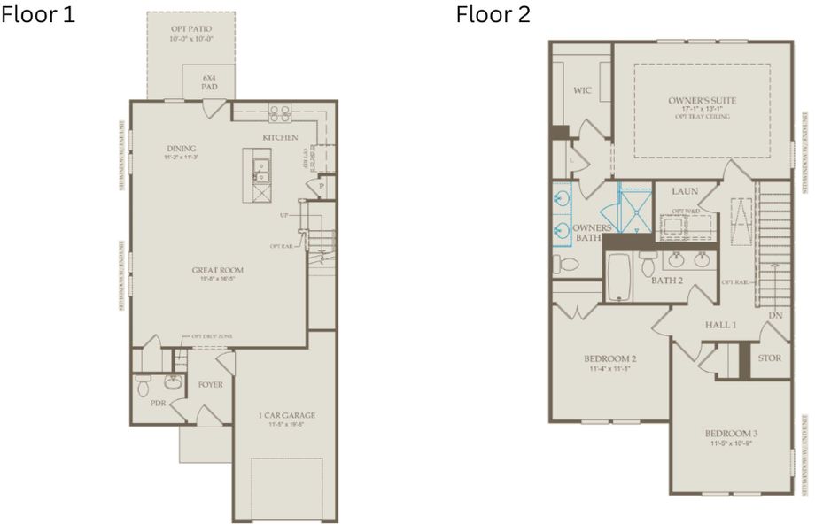 2D floor plan layout of this home in Poets Walk, Whitsett, NC (Image 4).