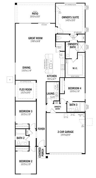2D floor plan layout for the Sepia by Mattamy Homes in Cantabria at Rincon Knolls, Vail, AZ (Image 4). 2D floor plan layout for the Sepia by Mattamy Homes in Cantabria at Rincon Knolls, Vail, AZ (Image 4).
