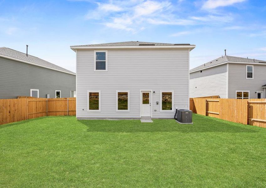 The back yard of the Rayburn is fully fenced-in.