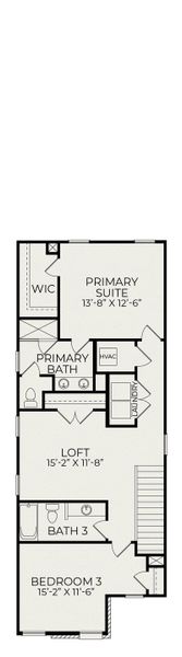 2D floor plan layout for the Ember B by Homes by Dickerson in Chatham Park, Pittsboro, NC (Image 4).