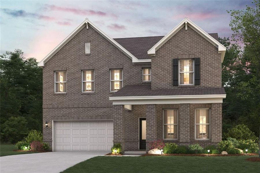 Front exterior of a new home in Oak Grove Glen, Snellville, GA, highlighting curb appeal (Image 21).