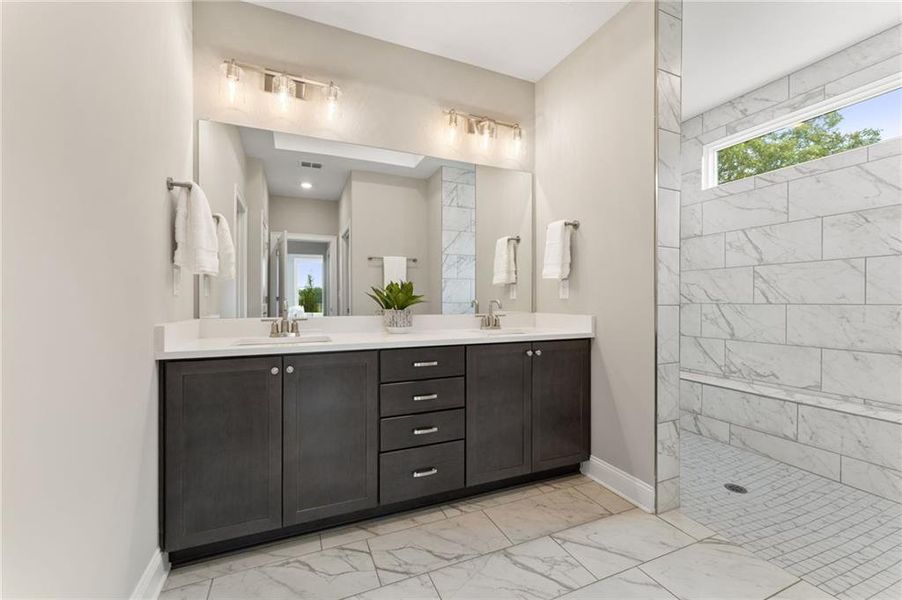 Furnished interior view inside a new home in The Courtyards of Franklin Goldmine, Cumming (Image 16).