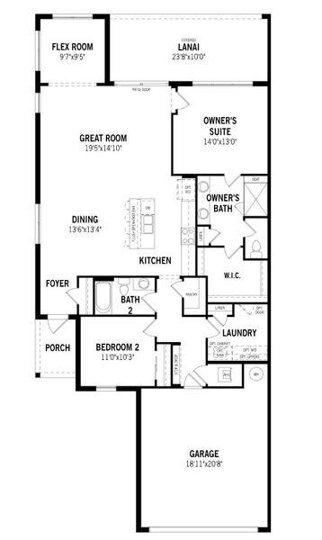 2D floor plan layout for the Felicity Grand by Mattamy Homes in Tradition - Telaro, Port St. Lucie, FL (Image 3).