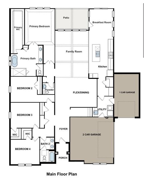 2D floor plan layout for the The Lincoln by GFO Home in Feathergrass, Florence, TX (Image 3). 2D floor plan layout for the The Lincoln by GFO Home in Feathergrass, Florence, TX (Image 3).