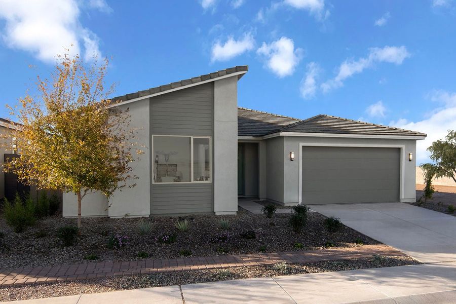 Representative exterior photo of a completed home built from the 2578 Modeled by KB Home in Mesquite at Teravalis, Buckeye, AZ (Image 11). Representative exterior photo of a completed home built from the 2578 Modeled by KB Home in Mesquite at Teravalis, Buckeye, AZ (Image 11).