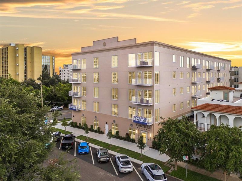 Front exterior of a new home in Castille Urbana, St. Petersburg, FL, highlighting curb appeal (Image 1). Front exterior of a new home in Castille Urbana, St. Petersburg, FL, highlighting curb appeal (Image 1).