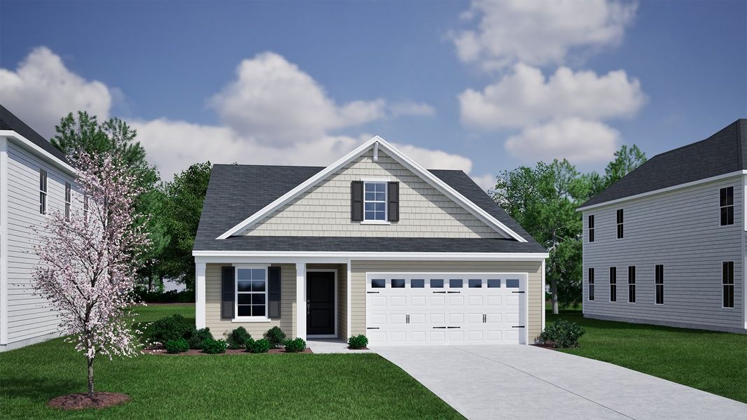 Front exterior of a new home in Hainer Place, Conway, SC, highlighting curb appeal (Image 2).