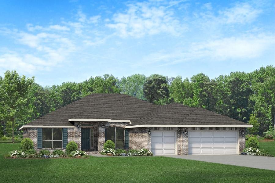 Representative exterior photo of a completed home built from the Plan 2502 by Adams Homes in Cedar Creek at Deerpoint Lake, Panama City, FL (Image 2).