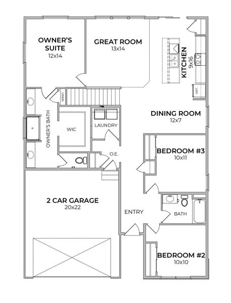 2D floor plan layout for the Stratton by Baessler Homes in Hudson Hills, Hudson, CO (Image 3).