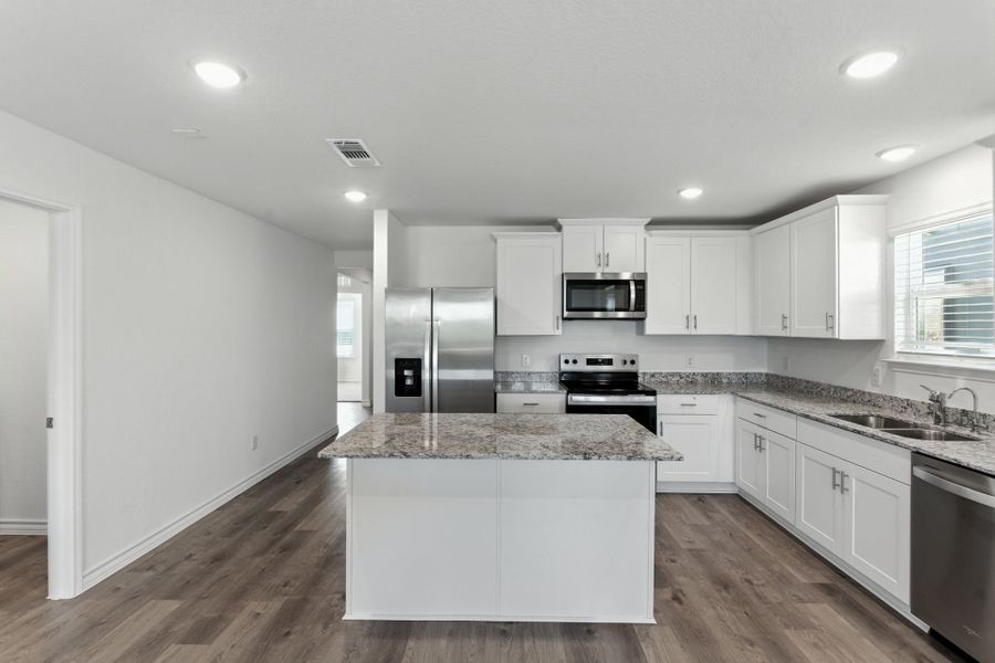Kitchen overlooking Gathering Room Kitchen overlooking Gathering Room